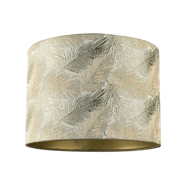Rackhams Modern Floral Drum Lamp Shade with Shiny Gold and Silver Fern Leaves - image 1
