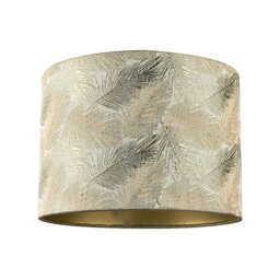 Rackhams Modern Floral Drum Lamp Shade with Shiny Gold and Silver Fern Leaves