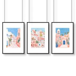 Rackhams Home Decor Living Room Pictures - Set of 3 Beach Decor Wall art Prints - A2 16.54 x 23.39 in / 42 x 59.4 cm - Satin Photo paper 280 gsm - Black Frame