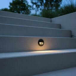 Rackhams 3 Watt Round Black Recessed Outdoor Stair Light - thumbnail 3