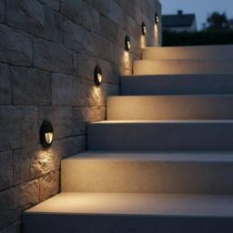 Rackhams 3 Watt Round Black Recessed Outdoor Stair Light - thumbnail 4