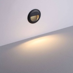 Rackhams 3 Watt Round Black Recessed Outdoor Stair Light - thumbnail 2