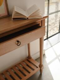 Rackhams Blenheim Oak Console Table. Slimline Wooden Hall Table with Storage - Small - thumbnail 2