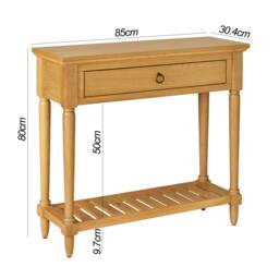 Rackhams Blenheim Oak Console Table. Slimline Wooden Hall Table with Storage - Small - thumbnail 3