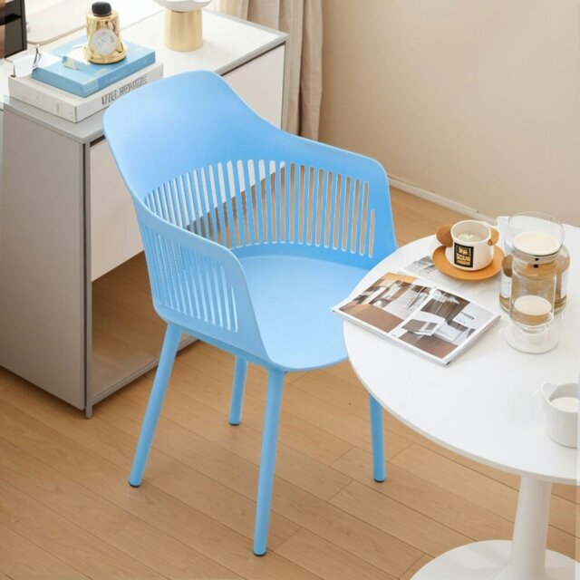 Rackhams Livingandhome Vibrant Blue Plastic Chair, Set of Four, Durable and Lightweight - image 1