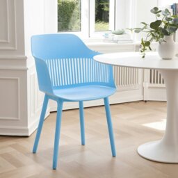 Rackhams Livingandhome Vibrant Blue Plastic Chair, Set of Four, Durable and Lightweight - thumbnail 2