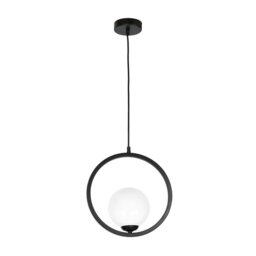 Rackhams Boston Black Pendant Lamp 1XE14 Beautifully Hand Made From Black Metal And White Glass Contemporary Cool Style - thumbnail 2