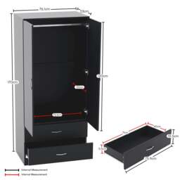 Rackhams Riano 2 Door 2 Drawer Wardrobe - Green - thumbnail 4