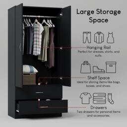 Rackhams Riano 2 Door 2 Drawer Wardrobe - Green - thumbnail 6