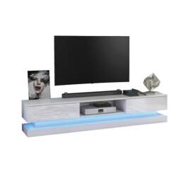 Rackhams Style Meets Function – 180cm Modern TV Unit with White Gloss Doors & Free LED Lighting - 180 cm  -  MDF/Chipboard - White Matt Body & White Gloss Doors - thumbnail 3