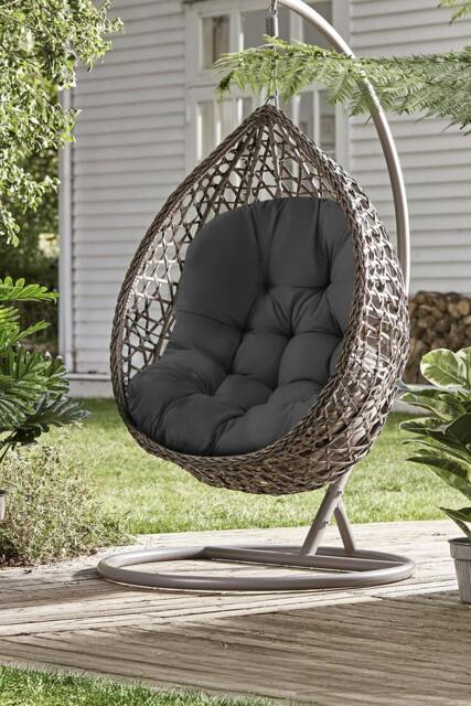 Rackhams 108 x 80cm Thick Hanging Egg Swing Chair Cushion - Black - One Size - image 1