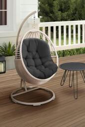 Rackhams 108 x 80cm Thick Hanging Egg Swing Chair Cushion - Black - One Size - thumbnail 2