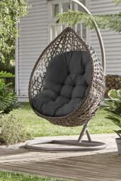 Rackhams 108 x 80cm Thick Hanging Egg Swing Chair Cushion - Black - One Size - thumbnail 1