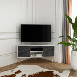 "Rackhams Lesson Corner TV Stand TV Unit TV Cabinet for TVs up to 55"" - White Bendire" - thumbnail 1
