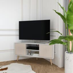 "Rackhams Lesson Corner TV Stand TV Unit TV Cabinet for TVs up to 55"" - White Bendire" - thumbnail 5