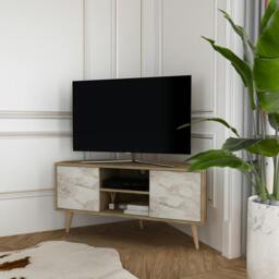 "Rackhams Lesson Corner TV Stand TV Unit TV Cabinet for TVs up to 55"" - White Bendire" - thumbnail 2