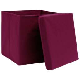 Rackhams Storage Boxes with Covers 4 pcs 28x28x28 cm Dark Red - thumbnail 3
