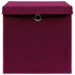 Rackhams Storage Boxes with Covers 4 pcs 28x28x28 cm Dark Red - thumbnail 4