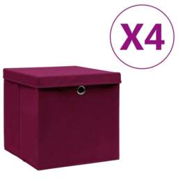 Rackhams Storage Boxes with Covers 4 pcs 28x28x28 cm Dark Red - thumbnail 1