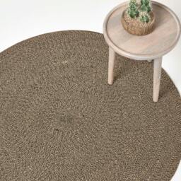 Rackhams Linen and Black Melange Braided Rug - 200 cm Round - thumbnail 6