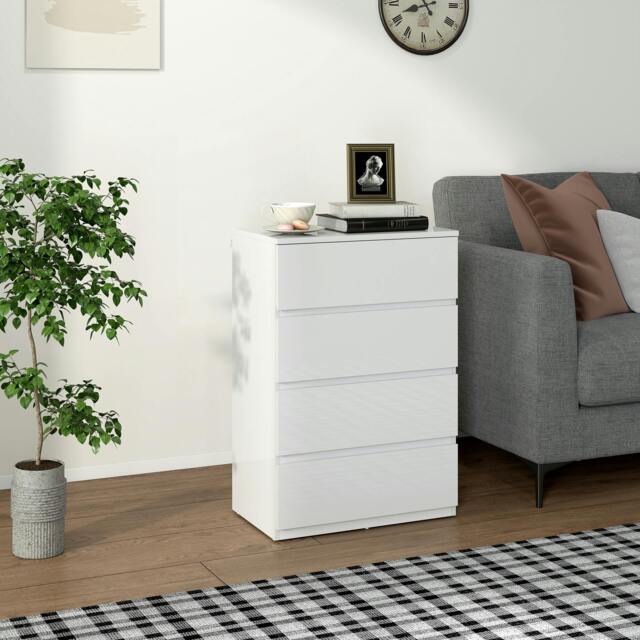 Rackhams Bedroom Chest of Drawers, High Gloss 4 Drawers Dresser, White - White - 4 - Modern - image 1