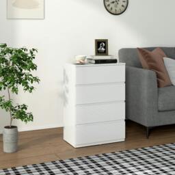 Rackhams Bedroom Chest of Drawers, High Gloss 4 Drawers Dresser, White - White - 4 - Modern