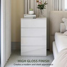 Rackhams Bedroom Chest of Drawers, High Gloss 4 Drawers Dresser, White - White - 4 - Modern - thumbnail 5