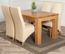 Rackhams Dakota Small Oak Dining Table with Lola Leather Chairs - 6 chairs - Burgundy - thumbnail 3