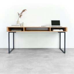 "Rackhams Marston Wide Console Desk on Minimalist Square Legs - Walnut - 40cm (16"") deep - 160cm (63"") wide" - thumbnail 1