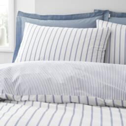 Rackhams Hampton Stripe 200 Thread Count Cotton Reversible Duvet Cover Set Blue - Single - Blue - thumbnail 3