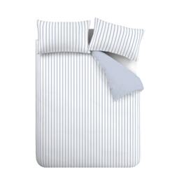 Rackhams Hampton Stripe 200 Thread Count Cotton Reversible Duvet Cover Set Blue - Single - Blue - thumbnail 6