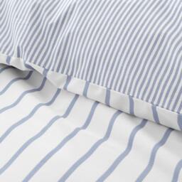 Rackhams Hampton Stripe 200 Thread Count Cotton Reversible Duvet Cover Set Blue - Single - Blue - thumbnail 4