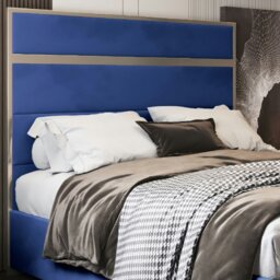 Rackhams Bentley Upholstered Soft Velvet Metal Bed Frame - Blue - Blue - Super king - thumbnail 2