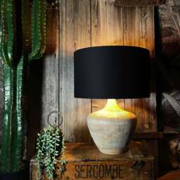 "Rackhams Jet Black Cotton Lampshade with Copper Foil Lining - 30cm Diameter x 30cm Height / (12"" x 12"")" - thumbnail 2