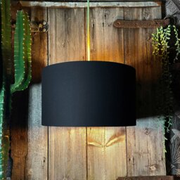 "Rackhams Jet Black Cotton Lampshade with Copper Foil Lining - 30cm Diameter x 30cm Height / (12"" x 12"")" - thumbnail 3