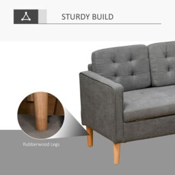 Rackhams Compact 3-Seater Sofa w/ Hidden Storage Rubber Wood Legs Grey - thumbnail 6