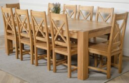 Rackhams Kuba Extra Large Oak Dining Table with Berkeley Oak Chairs - Natural Oak - 8 chairs - thumbnail 6
