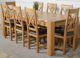 Rackhams Kuba Extra Large Oak Dining Table with Berkeley Oak Chairs - Natural Oak - 8 chairs - thumbnail 5
