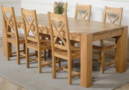 Rackhams Kuba Extra Large Oak Dining Table with Berkeley Oak Chairs - Natural Oak - 8 chairs - thumbnail 2