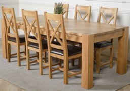 Rackhams Kuba Extra Large Oak Dining Table with Berkeley Oak Chairs - Natural Oak - 8 chairs - thumbnail 3
