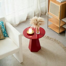 Rackhams Melpomene Round Side Table, Red - thumbnail 2