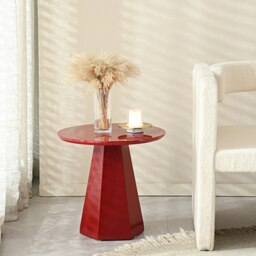 Rackhams Melpomene Round Side Table, Red - thumbnail 6