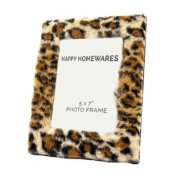 "Rackhams Contemporary Designer Fluffy Leopard Print 5"" x 7"" Free Standing Picture Frame" - thumbnail 1