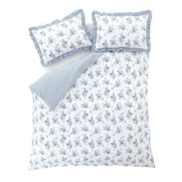 Rackhams Lucie Floral Frill Reversible Duvet Cover Set - Blue - Double - thumbnail 6