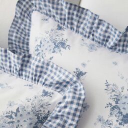 Rackhams Lucie Floral Frill Reversible Duvet Cover Set - Blue - Double - thumbnail 3