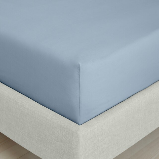 Rackhams 200 Thread Count Cotton Percale Extra Deep Fitted Sheet - Blue - Double - image 1