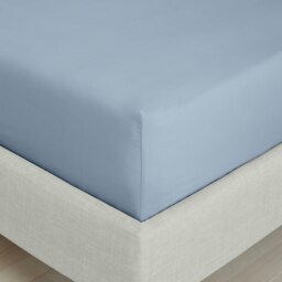 Rackhams 200 Thread Count Cotton Percale Extra Deep Fitted Sheet - Blue - Double