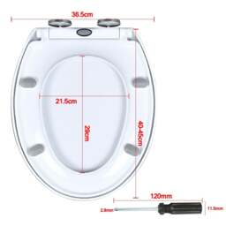 Rackhams Soft Close Toilet Seat White Bathroom Oval Heavy Duty Universal Hinges Anti Slam - plastic - Toilet Seat - White - thumbnail 2