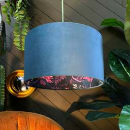 "Rackhams Nightshade Midnight Garden Silhouette Lampshade in Flint Velvet - Table / Floor Lamp - 35cm diameter x 25cm Height (14"" x 10"")"