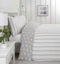 Rackhams Spots and Stripes Grey Duvet Cover Set - Single - thumbnail 3